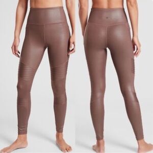 Athleta Women’s Moto Leggings Small Brown Shimmer High Rise Yoga Activewear